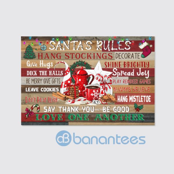 Santa's Rules Love One Another Christmas Wall Art Canvas Product Photo