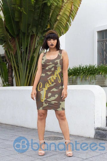 savage-gold-camo-fashion-racerback-dress-for-women-1-3vccj.jpg Savage Gold Camo Fashion Racerback Dress For Women Product Photo
