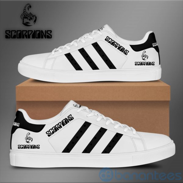 Scorpions Black Striped White Low Top Skate Shoes Product Photo