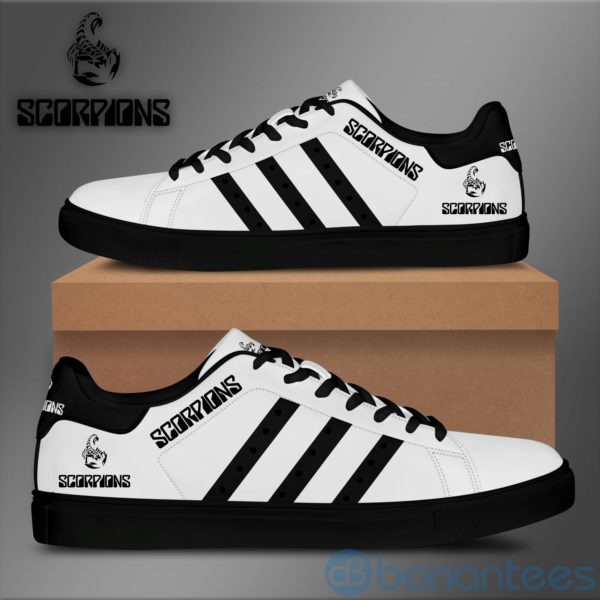 Scorpions Black Striped White Low Top Skate Shoes Product Photo