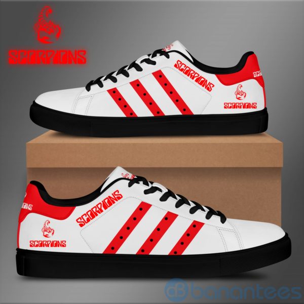Scorpions Red Striped White Low Top Skate Shoes Product Photo
