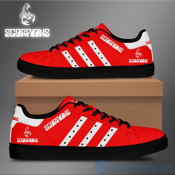 Scorpions White Striped Red Low Top Skate Shoes Product Photo