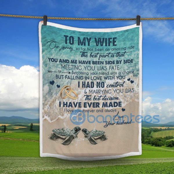 Sea Turtle To My Wife I Love You Forever And Always Sherpa Blanket Product Photo