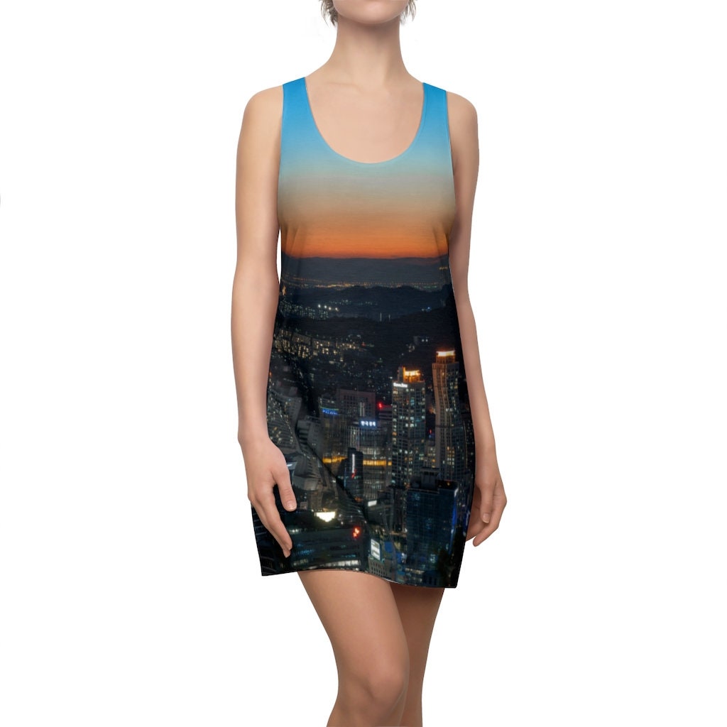 seoul-skyline-all-over-printed-3d-racerback-dress-1-m1Q43.jpg Seoul Skyline All Over Printed 3D Racerback Dress Product Photo