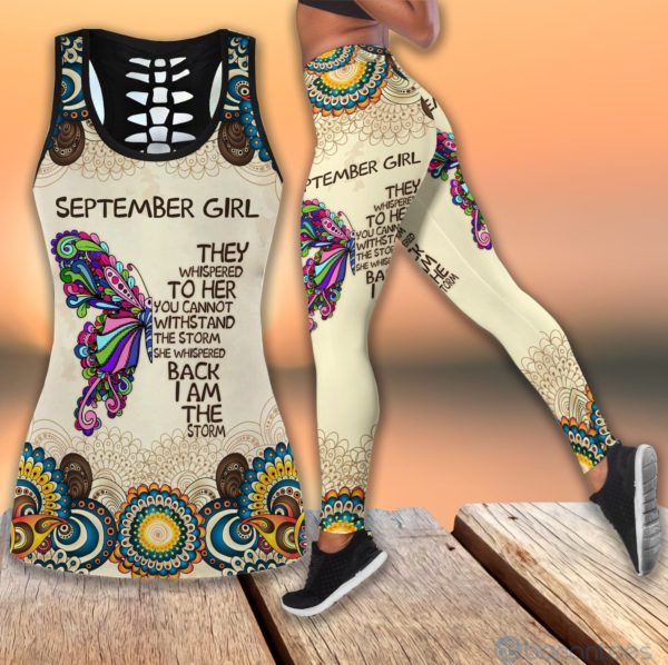 September Girls Butterflies Hollow Tank And Legging Outfit Product Photo