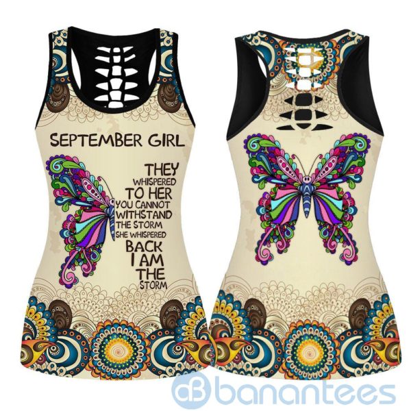 September Girls Butterflies Hollow Tank And Legging Outfit Product Photo