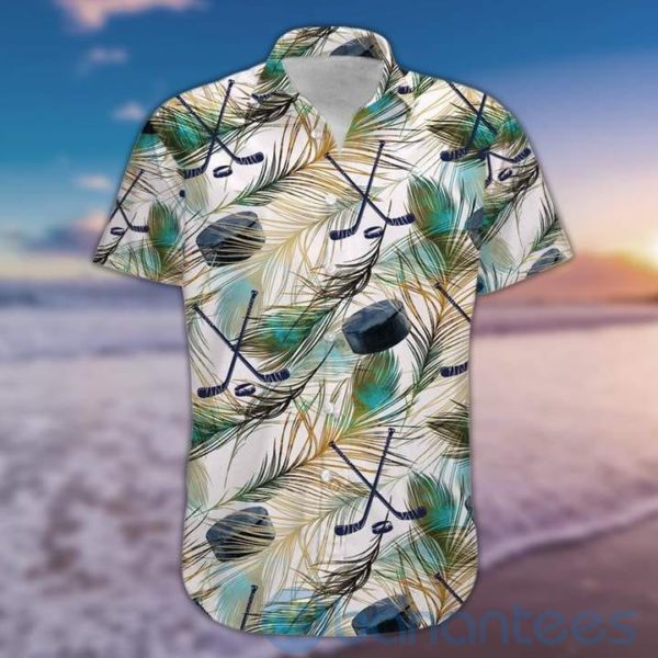 Simple Hockey Puck & Stick Tropical Hawaiian Shirt Product Photo