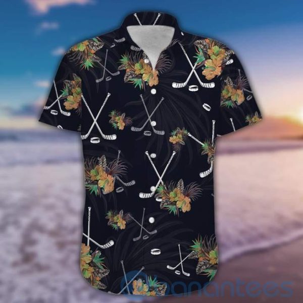 Simple Hockey Tropical Black Tropical Hawaiian Shirt Product Photo