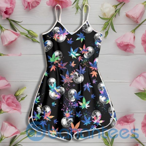 Skull Color Weed Leaf Pattern Rompers For Women Product Photo