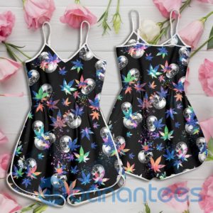Skull Color Weed Leaf Pattern Rompers For Women Product Photo