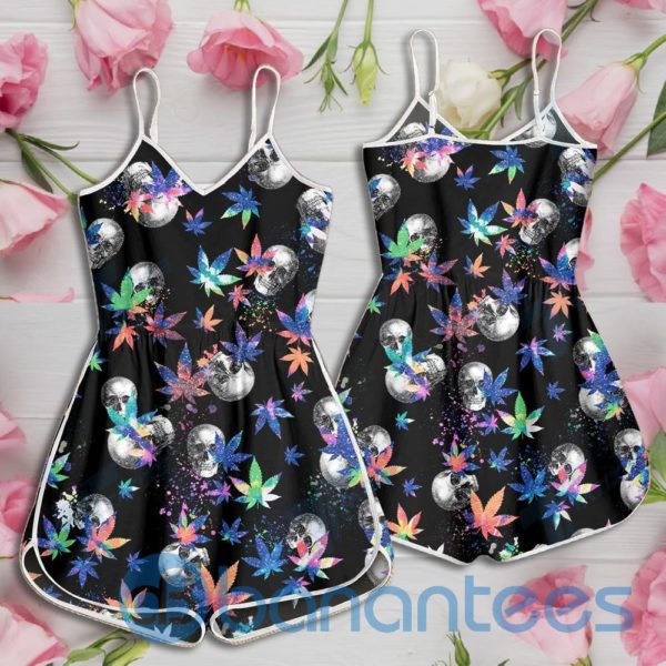 Skull Color Weed Leaf Pattern Rompers For Women Product Photo