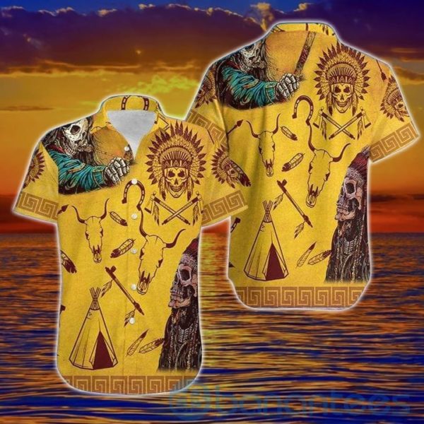 Skull Native American Tropical Hawaiian Shirt Product Photo