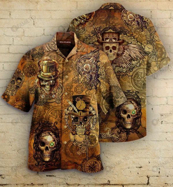 Skull Shirt Vintage Skull Steampunk Unisex Hawaiian Shirt Summer Hawaiian Product Photo