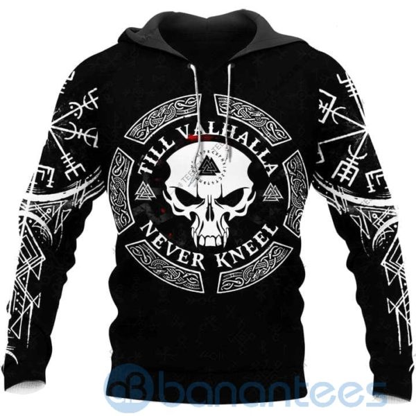 Skull Viking Till Valhalla Never Kneel All Over Printed 3D Hoodie Product Photo
