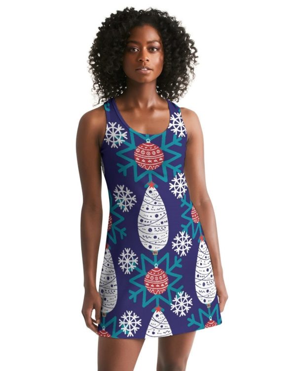 Snowflake And Christmas Decor Pattern Racerback Dress For Women Product Photo