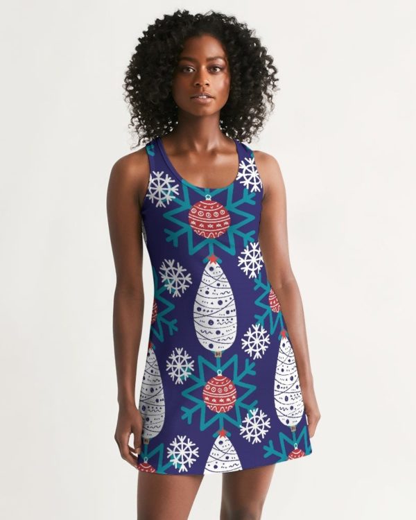 Snowflake And Christmas Decor Pattern Racerback Dress For Women Product Photo