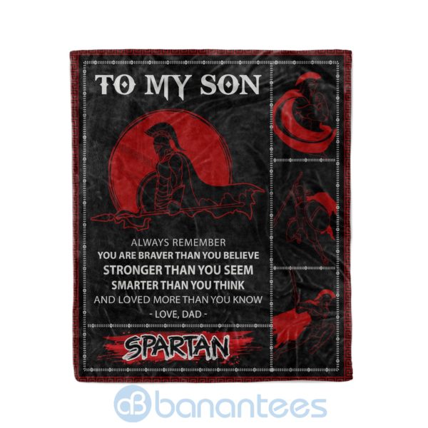 Spartan Dad To Son Always Remember Loved More Than You Know Fleece Blanket Product Photo