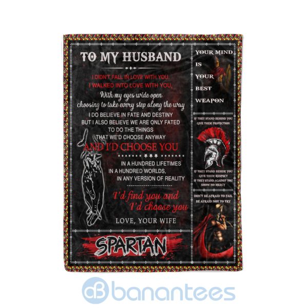Spartan To My Husband I'd Find You And Fleece Blanket Product Photo
