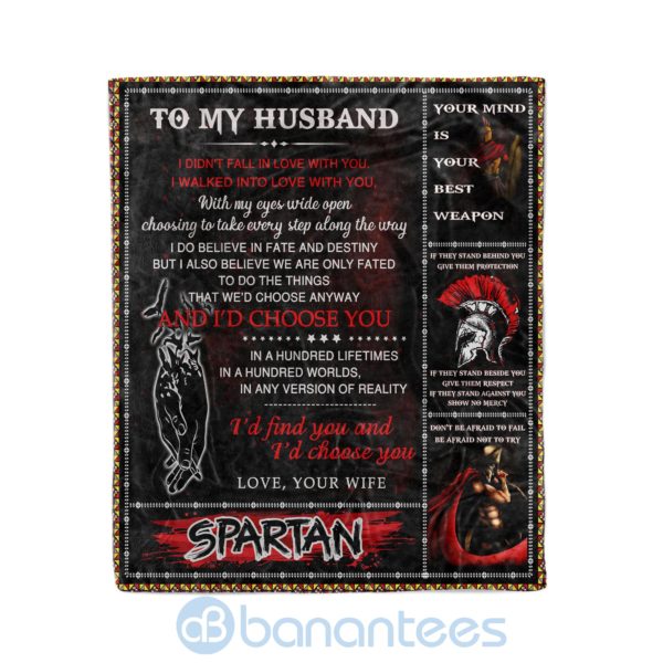 Spartan To My Husband I'd Find You And Fleece Blanket Product Photo