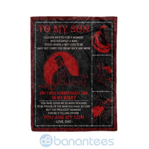 Spartan To My Son I Will Always Carry On In My Heart Fleece Blanket Product Photo