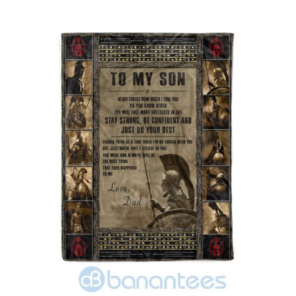 Spartan To My Son Stay Strong, Be Confident And Just Do Your Best Fleece Blanket Product Photo