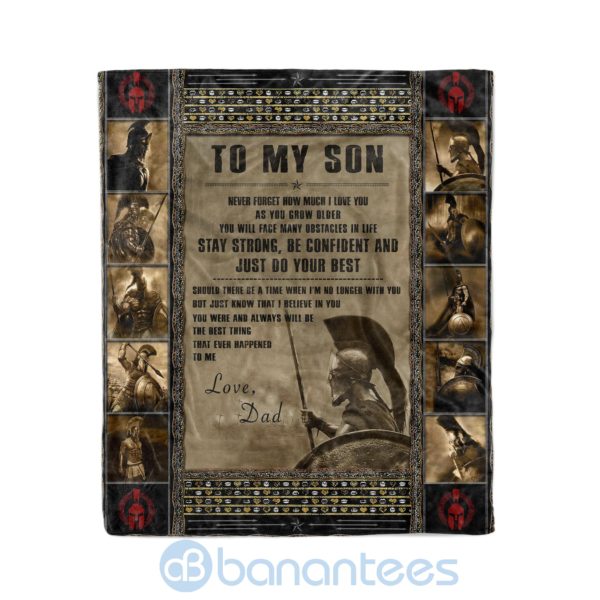 Spartan To My Son Stay Strong, Be Confident And Just Do Your Best Fleece Blanket Product Photo
