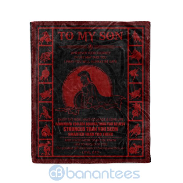 Spartan To My Son The Greatest Gift And Honor Is Having You For Son Love Dad Fleece Blanket Product Photo