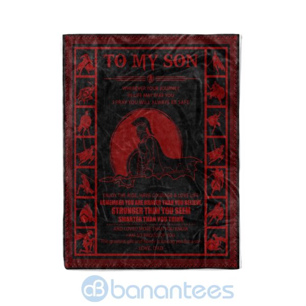 Spartan To My Son The Greatest Gift And Honor Is Having You For Son Love Dad Fleece Blanket Product Photo