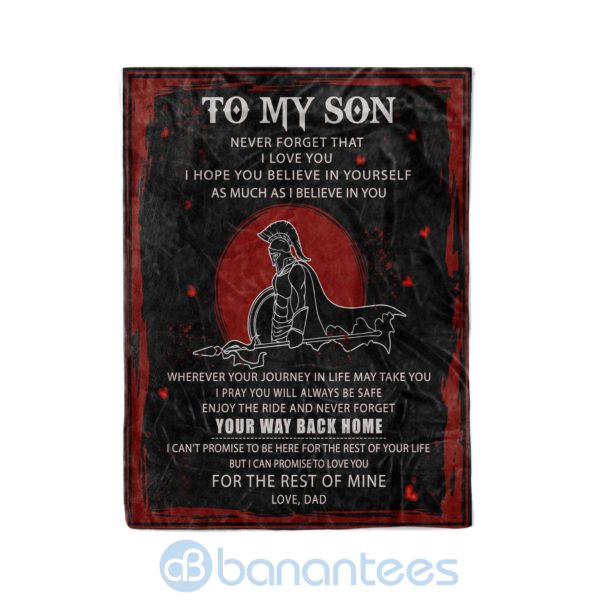 Spartan To My Son Your Way Back Home Fleece Blanket Product Photo