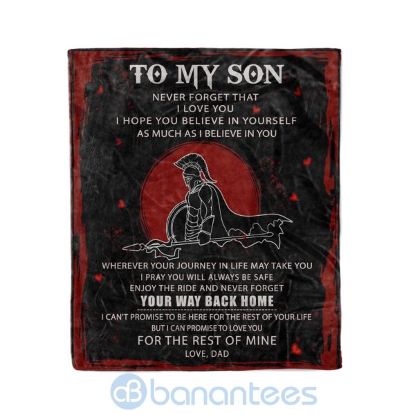 Spartan To My Son Your Way Back Home Fleece Blanket Product Photo