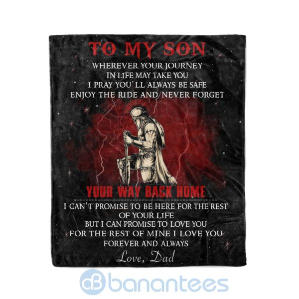 Spartan To My Son Your Way Back Home I Lover You Forever And Always Fleece Blanket Product Photo