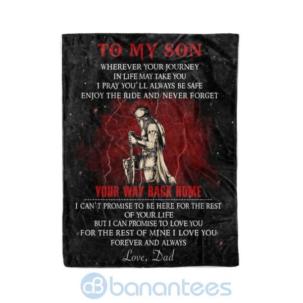 Spartan To My Son Your Way Back Home I Lover You Forever And Always Fleece Blanket Product Photo