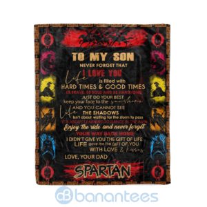 Spartan To My Son Your Way Back Home Never Forget That I Love You Fleece Blanket Product Photo