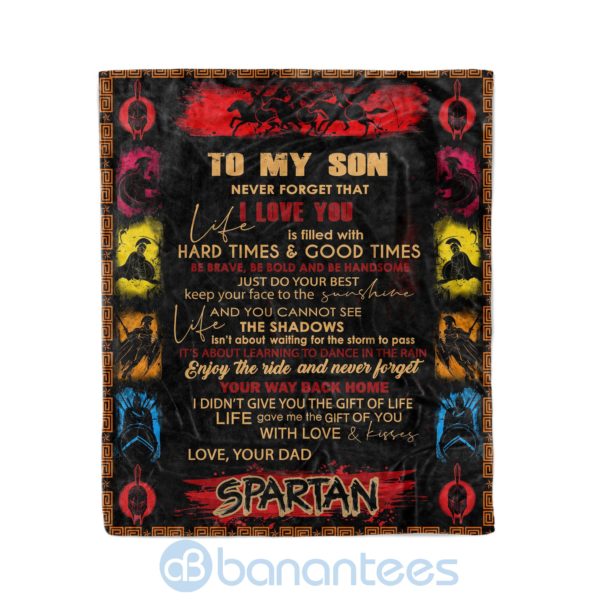Spartan To My Son Your Way Back Home Never Forget That I Love You Fleece Blanket Product Photo