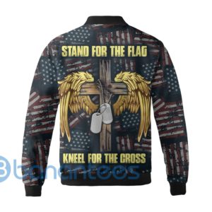 Stand For The Flag Kneel For The Cross U.S Army Veteran Quilt Bomber Jacket Product Photo