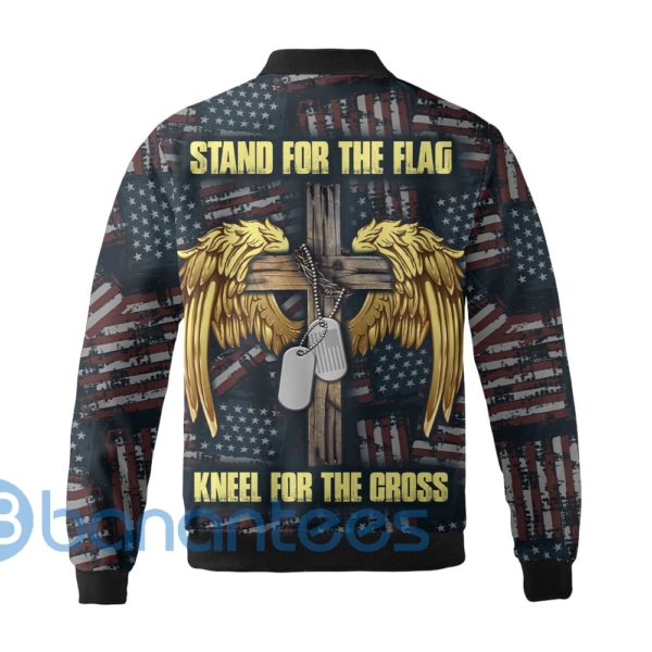 Stand For The Flag Kneel For The Cross U.S Army Veteran Quilt Bomber Jacket Product Photo