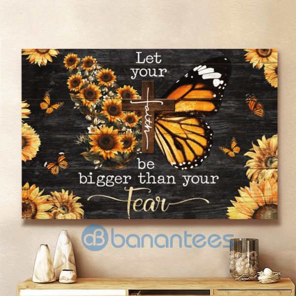 Sunflower Butterflies Faith Bigger Than Fear Wall Art Canvas Product Photo