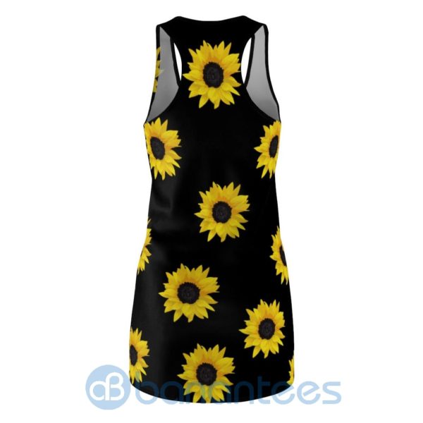Sunflower Seamless Pattern Black Racerback Dress For Women Product Photo