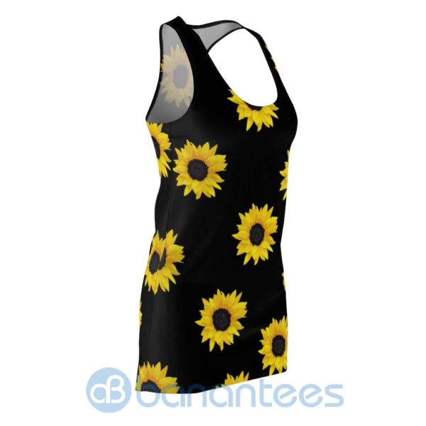 Sunflower Seamless Pattern Black Racerback Dress For Women Product Photo