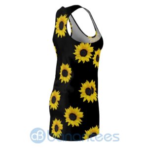 Sunflower Seamless Pattern Black Racerback Dress For Women Product Photo