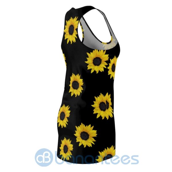 Sunflower Seamless Pattern Black Racerback Dress For Women Product Photo