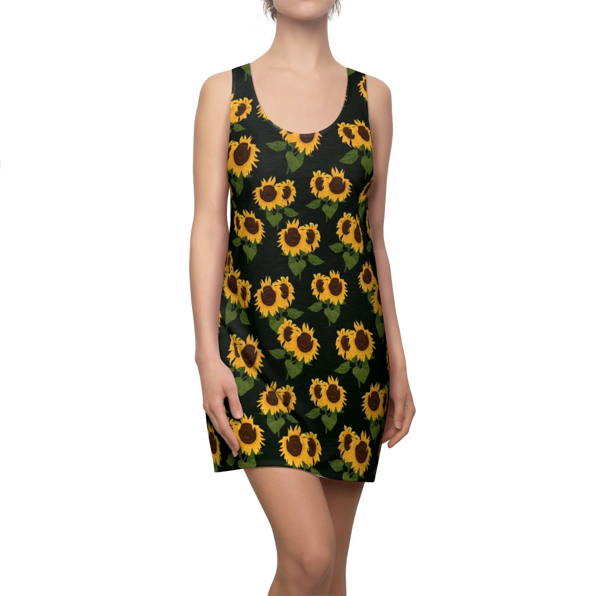 sunflowers-pattern-black-racerback-dress-for-women-1-oBdhc.jpg Sunflowers Pattern Black Racerback Dress For Women Product Photo