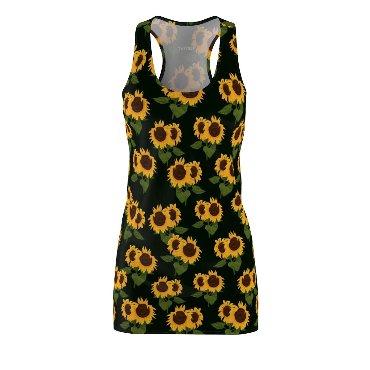 sunflowers-pattern-black-racerback-dress-for-women-2-Wps3d.jpg Sunflowers Pattern Black Racerback Dress For Women Product Photo