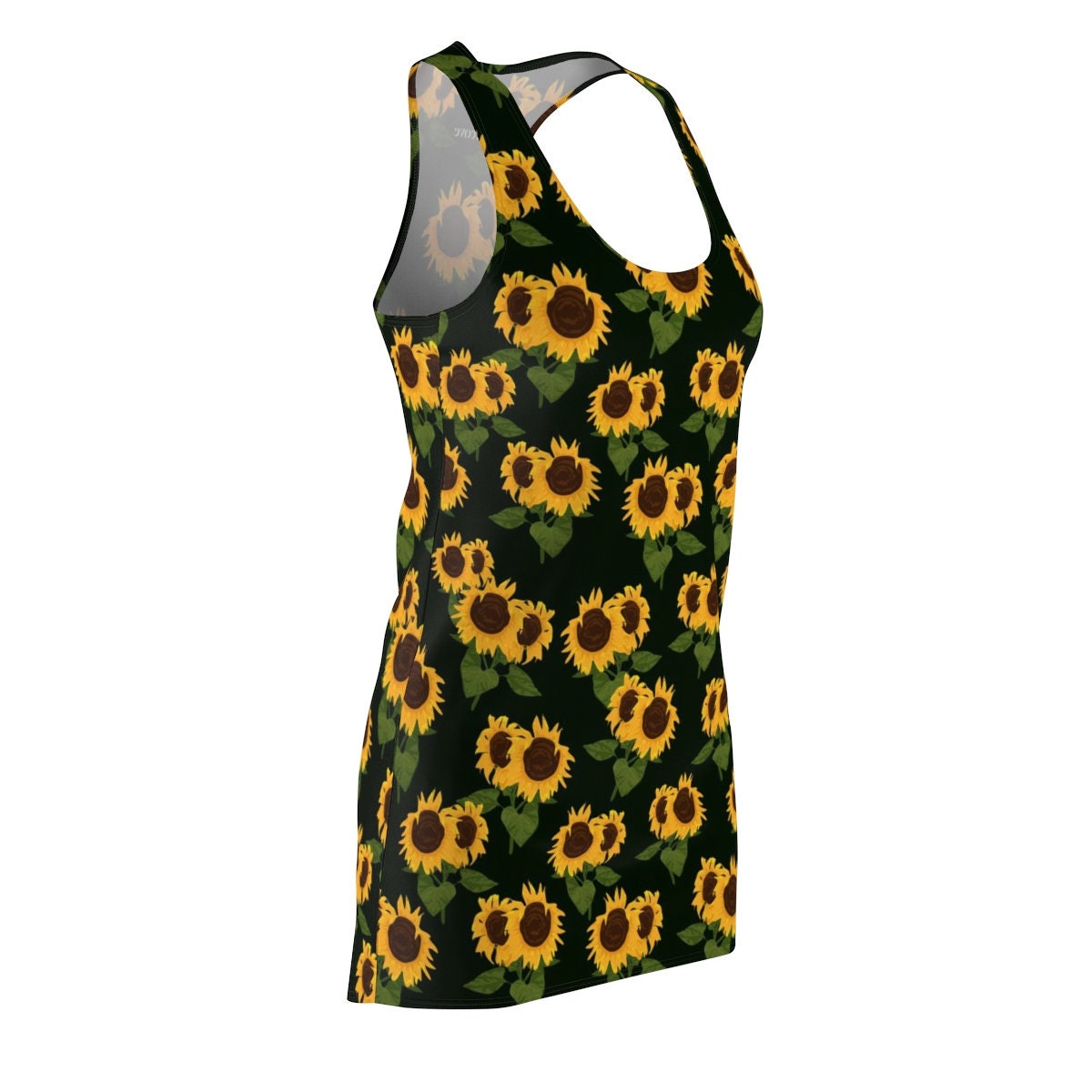 sunflowers-pattern-black-racerback-dress-for-women-4-iLtYB.jpg Sunflowers Pattern Black Racerback Dress For Women Product Photo