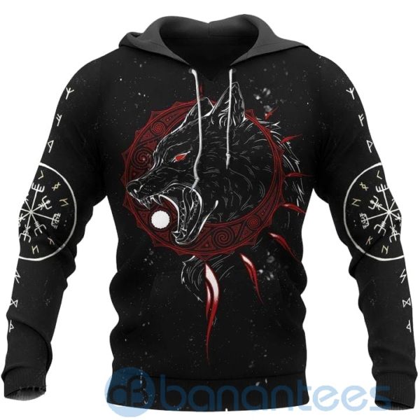 Tattoo Viking Skll and Hati All Over Printed 3D Hoodie Product Photo