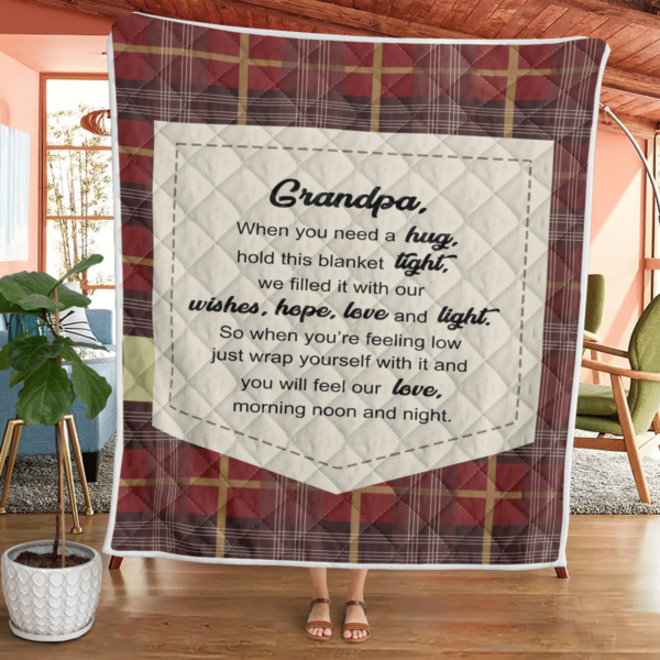 Thank You Grandpa Gift For Grandpa Blanket Quilt Product Photo