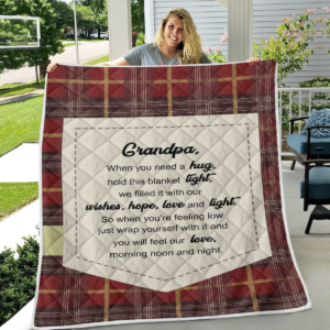 Thank You Grandpa Gift For Grandpa Blanket Quilt Product Photo
