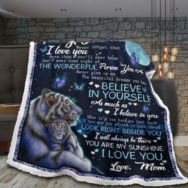Tiger To My Son You Are My Sunshiner Sherpa Blanket Product Photo