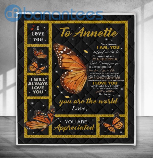 To Annette Butterfly I Love You Quilt Blanket Quilt Product Photo