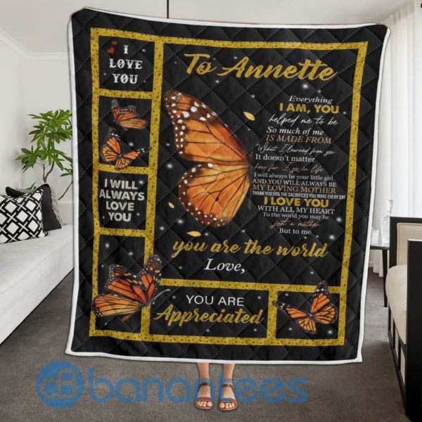 To Annette Butterfly I Love You Quilt Blanket Quilt Product Photo